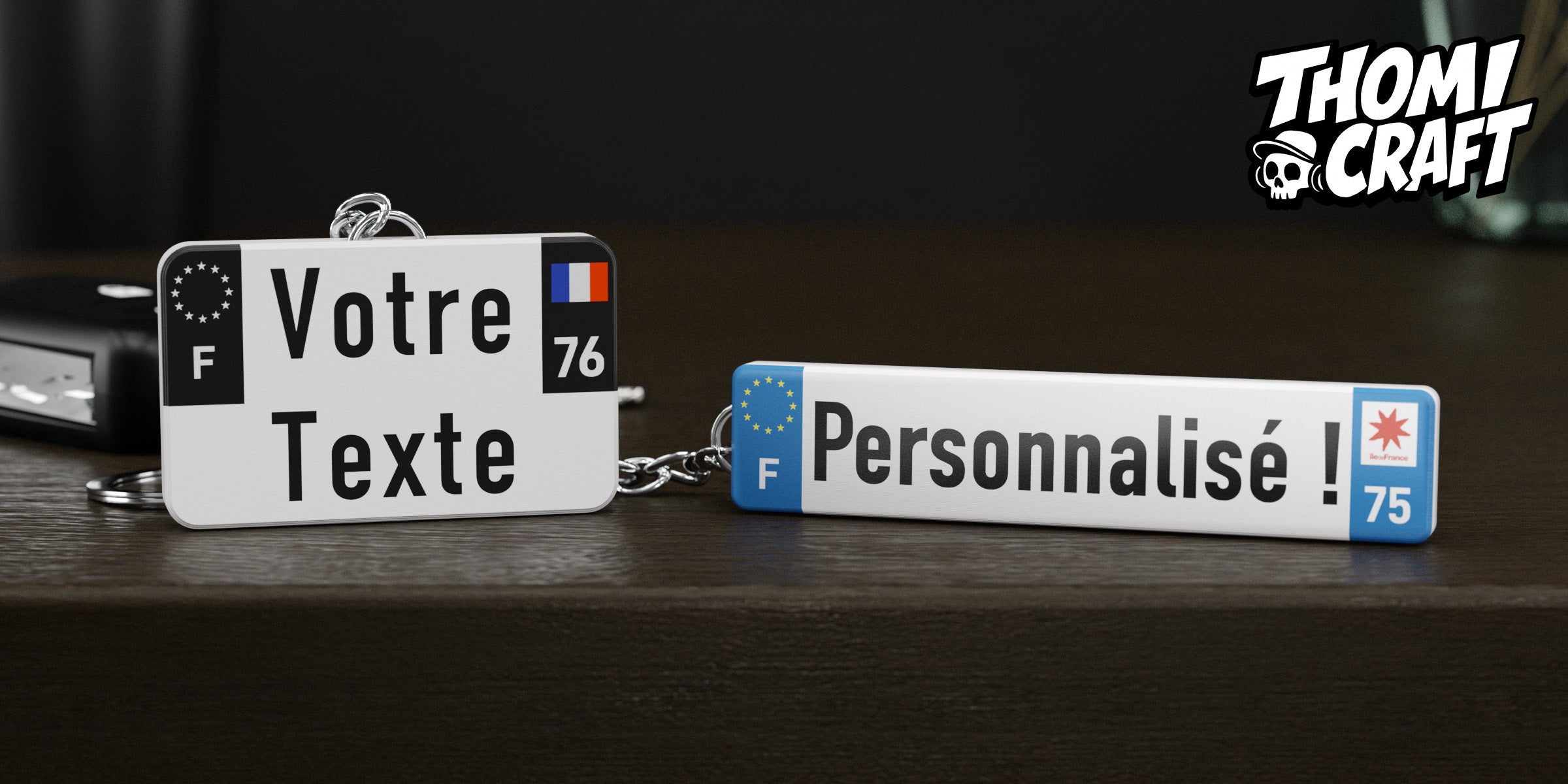 porte-clé plaque d’immatriculation voiture personnalisé en 3D — fabrication française, idée cadeau originale pour conducteur